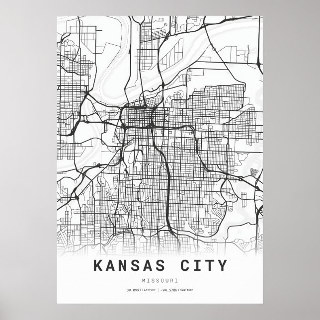 Poster Carte de la ville de Kansas (Devant)