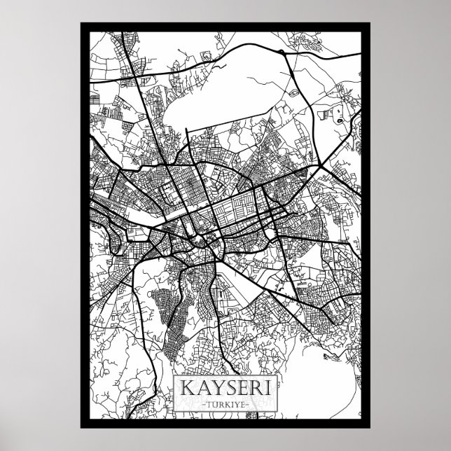 Poster Carte de la ville de Kayseri Turquie (Devant)