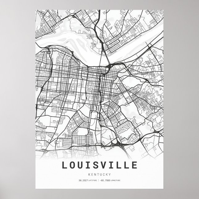 Poster Carte de la ville de Louisville (Devant)