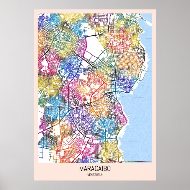 Poster Carte de la ville de Maracaibo Venezuela (Devant)