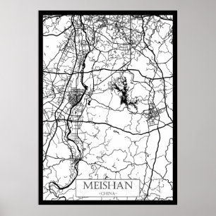 Poster Carte de la ville de Meishan Chine