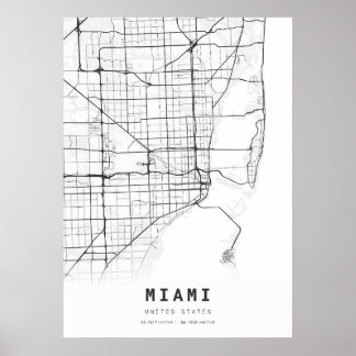 Poster Carte de la ville de Miami