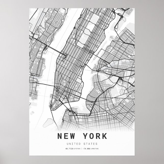 Poster Carte de la ville de New York (Devant)