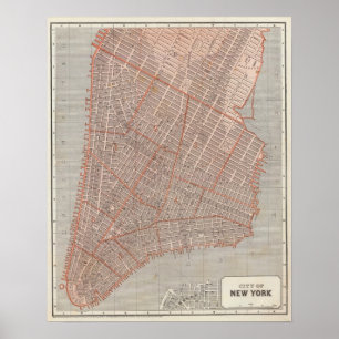 Poster Carte de la ville de New York Atlas