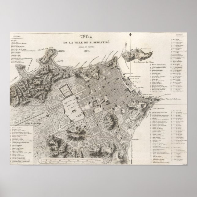 Poster Carte de la ville de Rio de Janeiro (1820) (Devant)