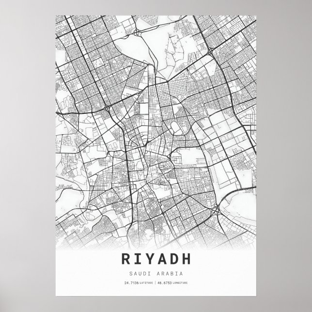 Poster Carte de la ville de Riyadh (Devant)