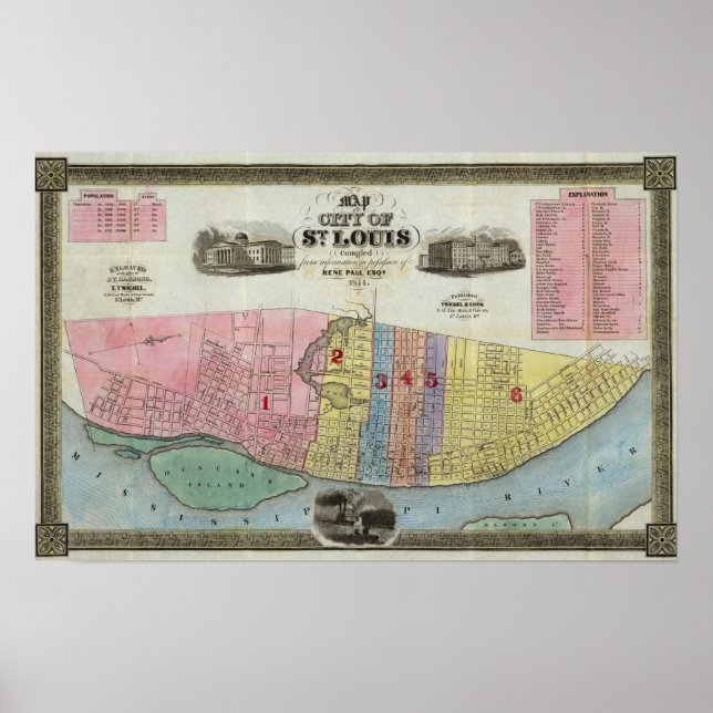 Poster Carte de la ville de Saint-Louis (Devant)