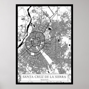 Poster Carte de la ville de Santa Cruz de la Sierra Boliv