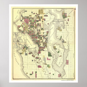 Poster Carte de la ville de Seattle 1890