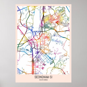Poster Carte de la ville de Seongnam-si Corée du Sud