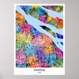 Poster Carte de la ville de Shanghai