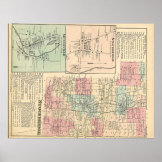 Poster Carte de la ville de Stockbridge 1875