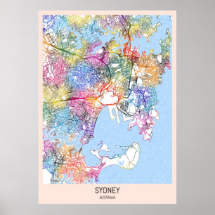 Poster Carte de la ville de Sydney Australie