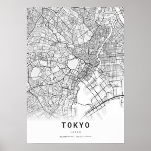 Poster Carte de la ville de Tokyo
