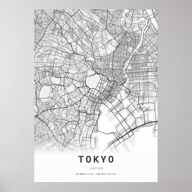Poster Carte de la ville de Tokyo (Devant)