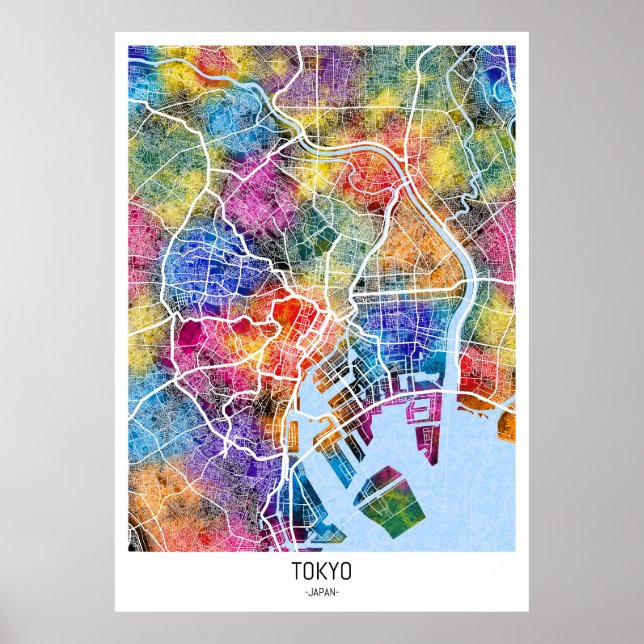 Poster Carte de la ville de Tokyo (Devant)