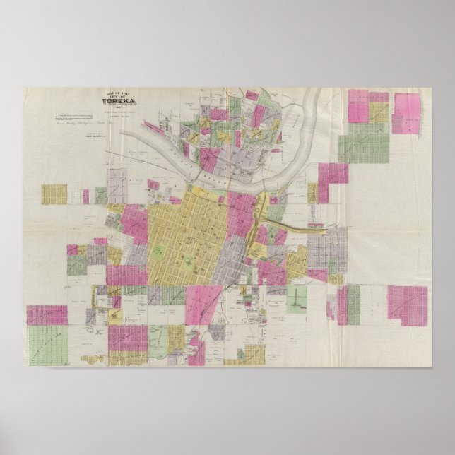 Poster Carte de la ville de Topeka (Devant)