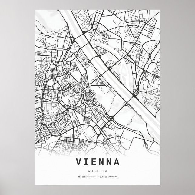 Poster Carte de la ville de Vienne (Devant)