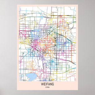 Poster Carte de la ville de Weifang