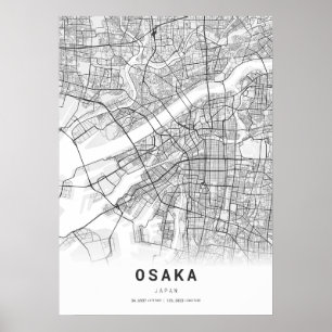 Poster Carte de la ville d'Osaka