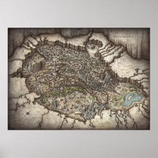 Poster Carte de la ville Drow de Menzoberranzan