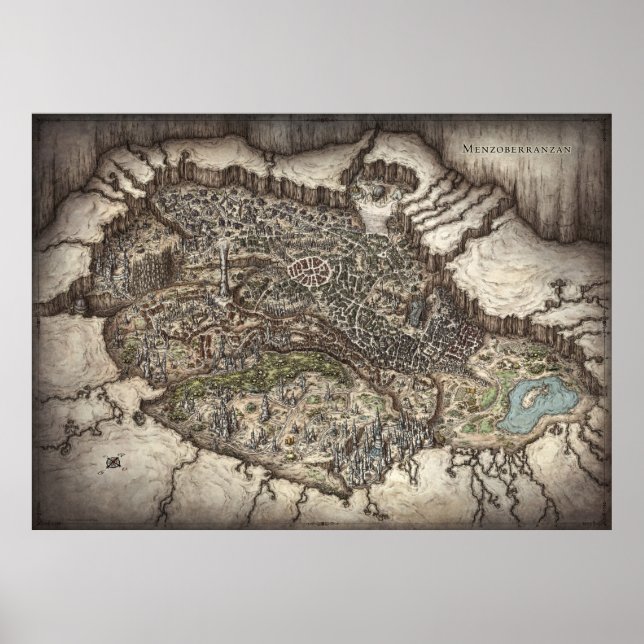 Poster Carte de la ville Drow de Menzoberranzan (Devant)