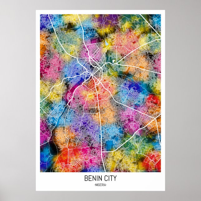 Poster Carte de la ville du Bénin (Devant)