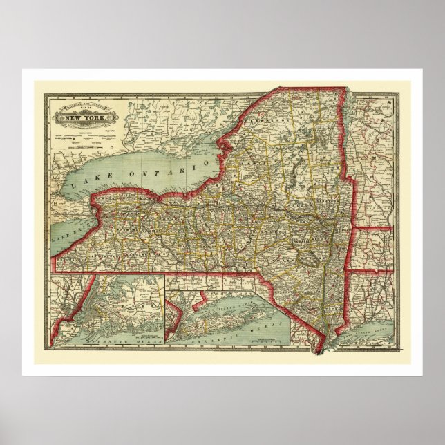 Poster Carte de la ville et du chemin de fer New York 188 (Devant)