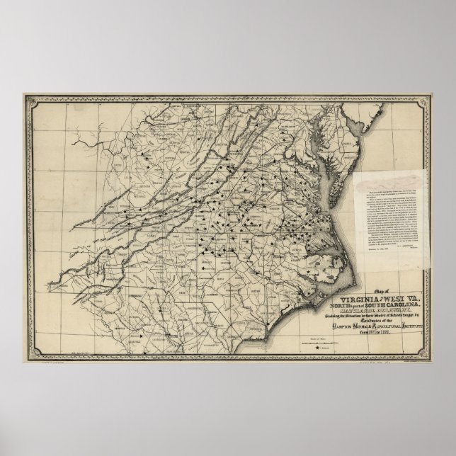 Poster Carte de la Virginie et de la Virginie occidentale (Devant)
