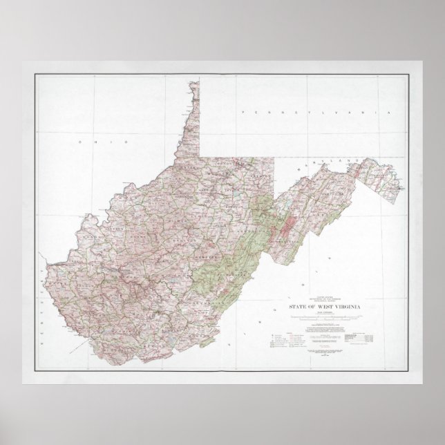 Poster Carte de la Virginie occidentale (1984) WV State A (Devant)
