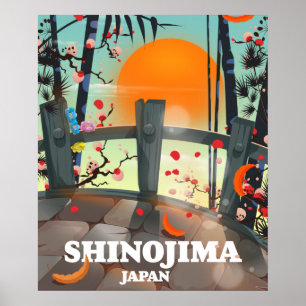 Poster Carte de l'affiche de voyage de Shinojima