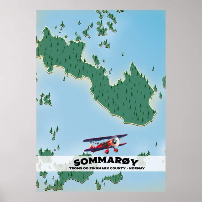 Poster Carte de l'affiche de voyage de Sommarøy Norvège (Devant)