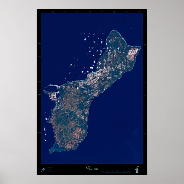 Poster Carte de l'affiche satellite de Guam (Devant)