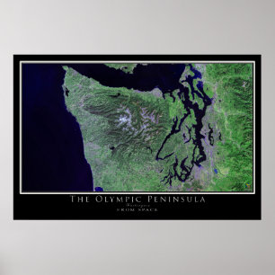 Poster Carte de l'affiche satellite de la péninsule olymp