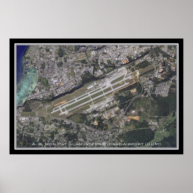 Poster Carte de l'affiche satellite de l'aéroport interna (Devant)