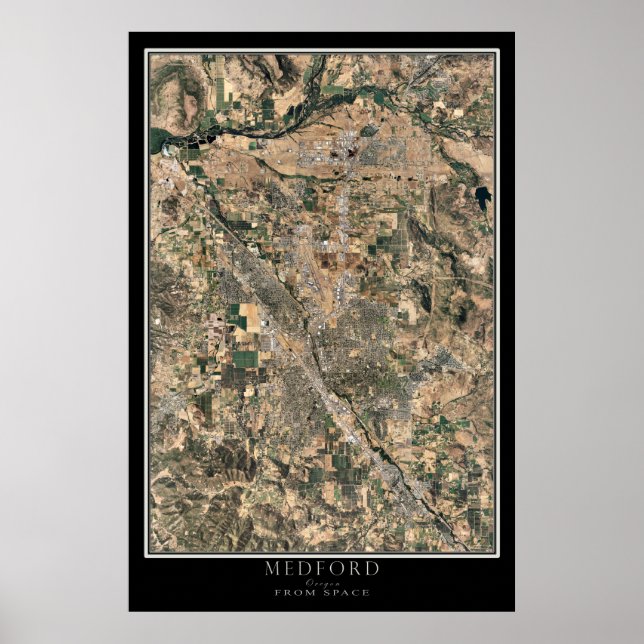 Poster Carte de l'affiche satellite de Medford Oregon (Devant)