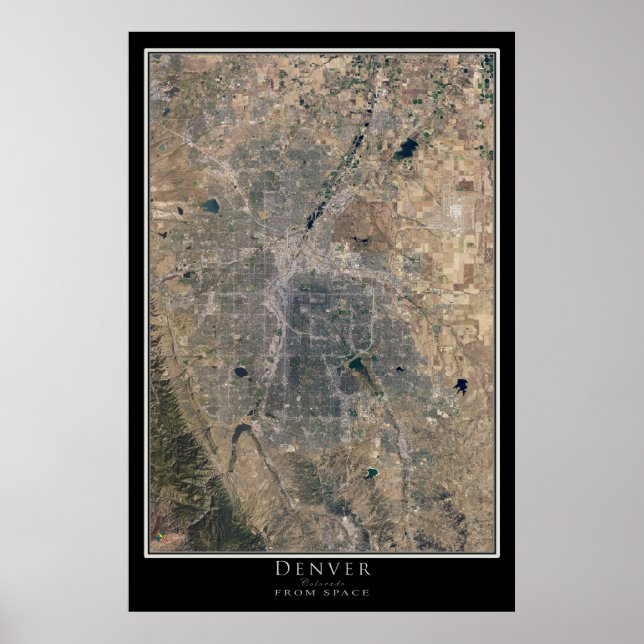 Poster Carte de l'affiche satellite Denver Colorado (Devant)