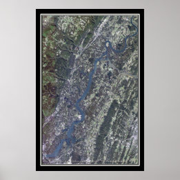 Poster Carte de l'affiche satellite du lac Chickamauga du