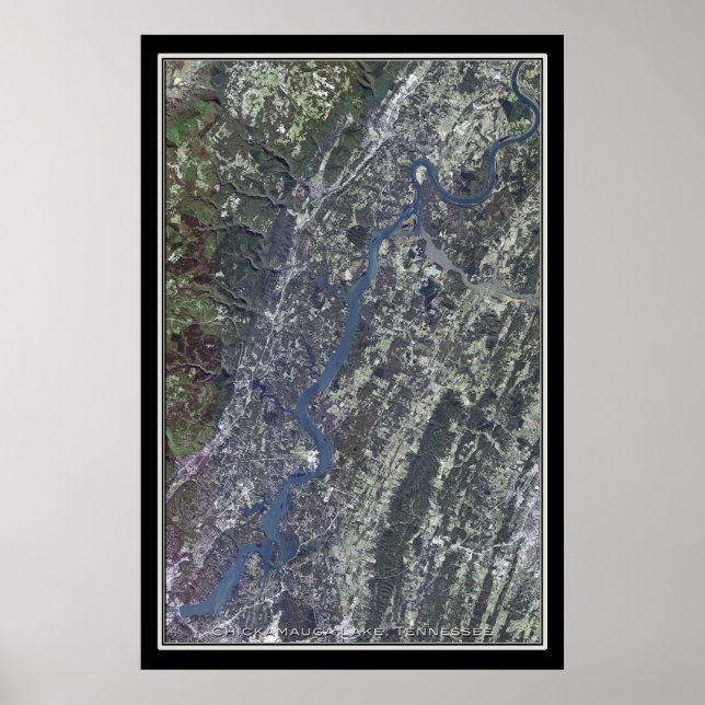 Poster Carte de l'affiche satellite du lac Chickamauga du (Devant)
