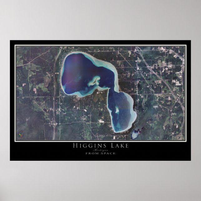 Poster Carte de l'affiche satellite du lac Higgins dans l (Devant)