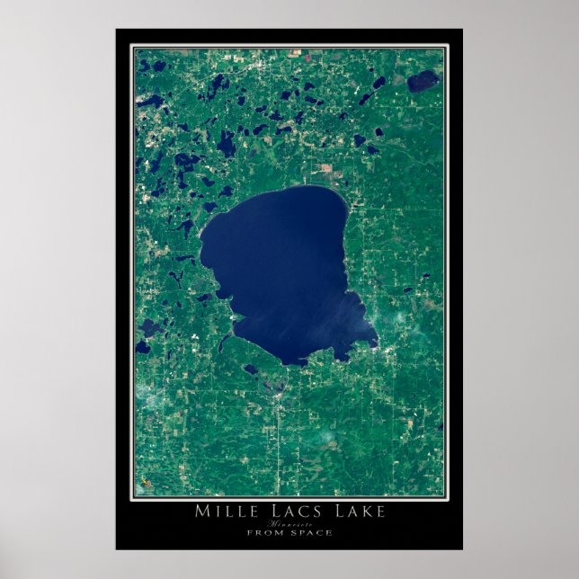 Poster Carte de l'affiche satellite du lac Mille Lacs Min (Devant)