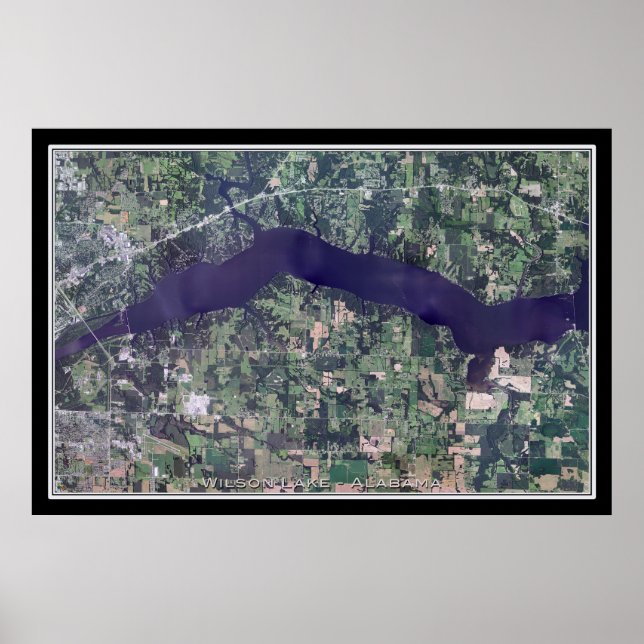 Poster Carte de l'affiche satellite du lac Wilson Alabama (Devant)