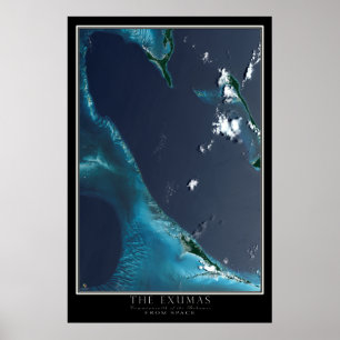 Poster Carte de l'affiche satellite Exumas Bahamas