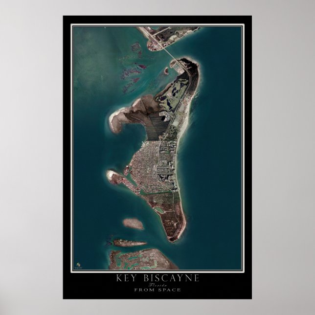 Poster Carte de l'affiche satellite Key Biscayne Florida (Devant)