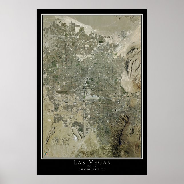 Poster Carte de l'affiche satellite Las Vegas Nevada (Devant)