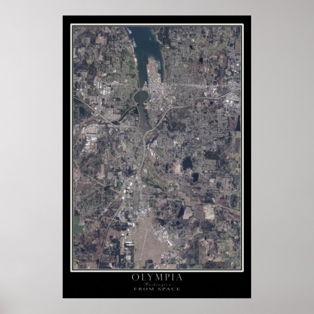 Poster Carte de l'affiche satellite Olympia Washington (Devant)