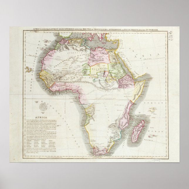 Poster Carte de l'Afrique, 1821 (Devant)