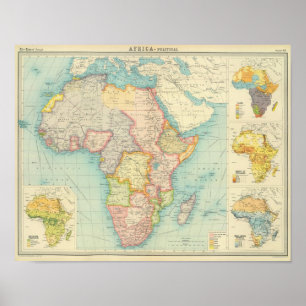 Poster Carte de l'Afrique avec routes maritimes
