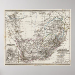Poster Carte de l'Afrique du Sud