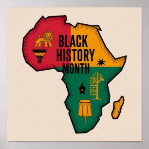 Poster Carte de l'Afrique Mois de l'histoire noire